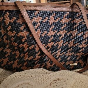 Woven Black and Brown Tote Bag Leather/Tignanello